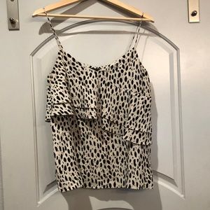 Jcrew 100% silk spotted ruffle tank blouse. GUC!